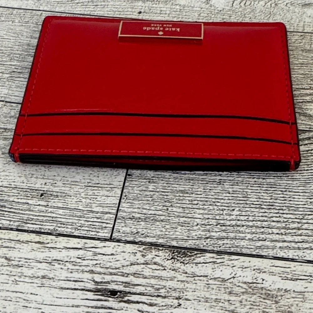 Kate Spade Bridget Red Patent Slim Card Wallet NWT